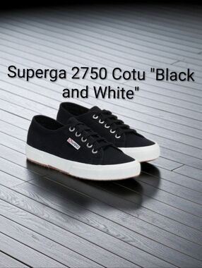 Superga 2750 Cotu "Black and White" Boys 4.5Y Girls 6 NWT BOX